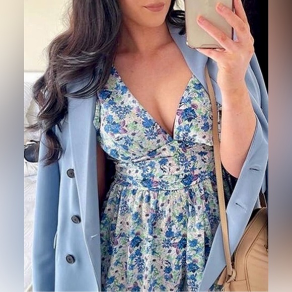 Zara Spring Bouquet Sleeveless Maxi Dress Plunging V-Neck Front Button Loops - Picture 11 of 11